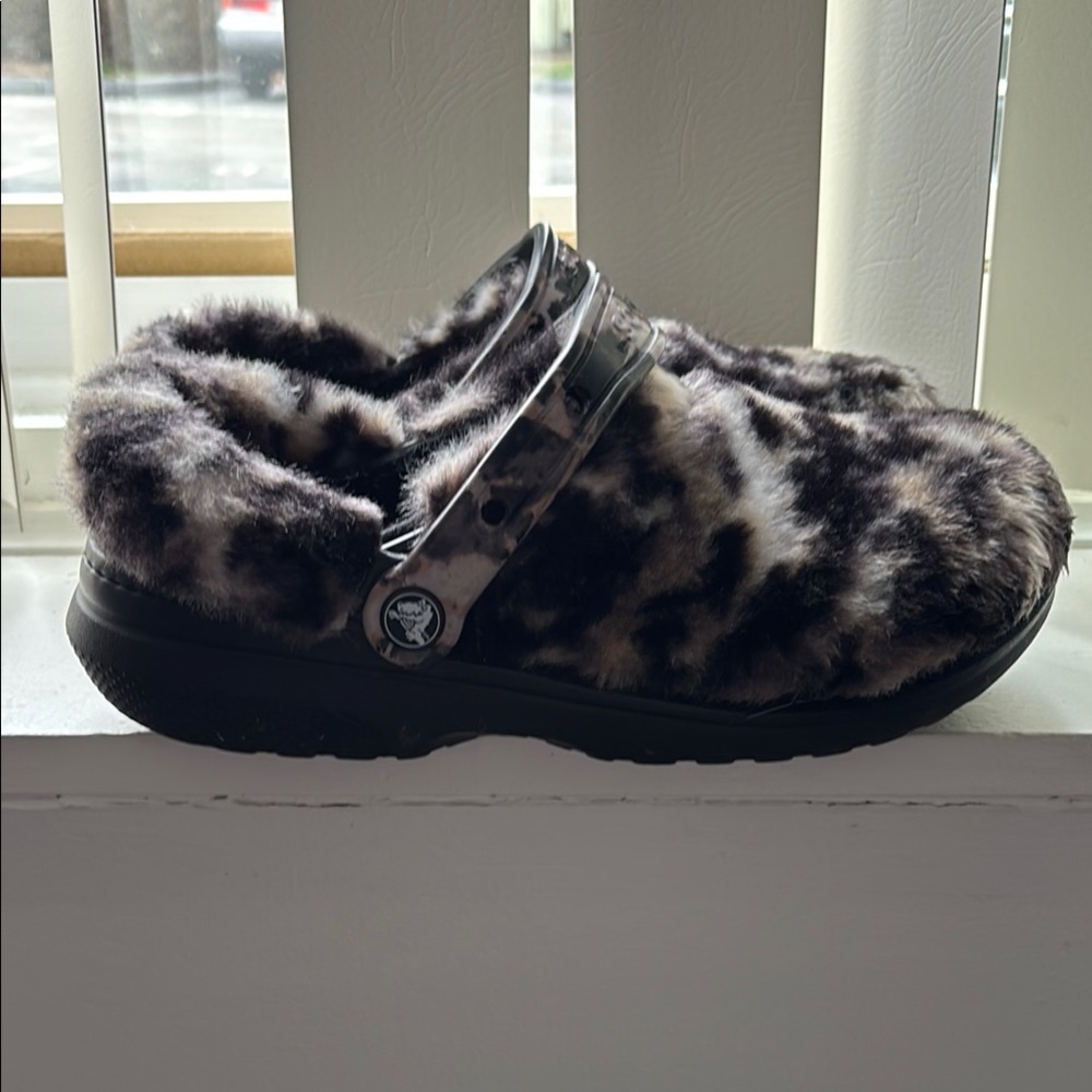Fuzzy Leopard Print CROCS